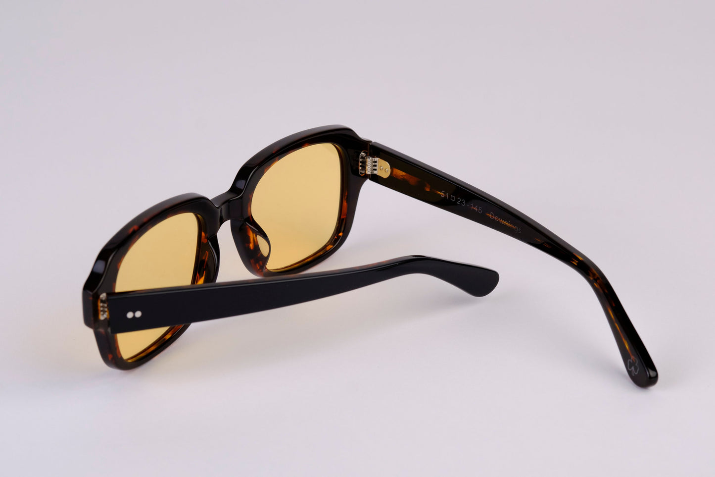 Large - NEW YORK EYERISH, "The Downings." Dark Brown Tortoise Shell Frame with Orange Lenses