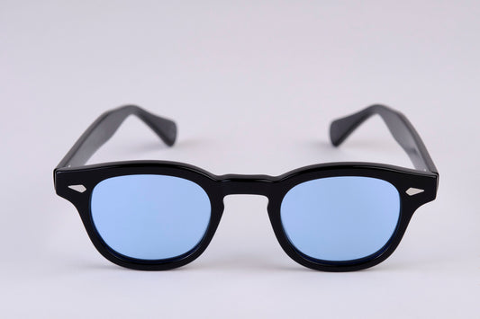 Large - NEW YORK EYERISH, Causeway. Black Frame with Baby Blue Lenses