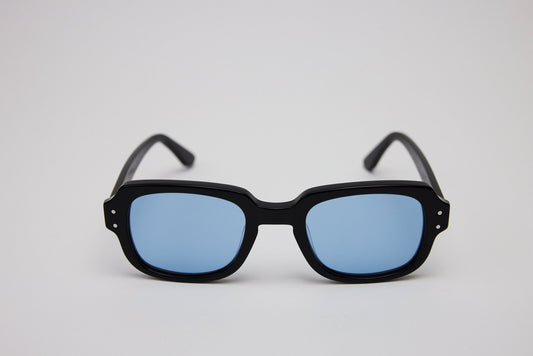 Small - NEW YORK EYERISH, "The Downings." Black Frame with Baby Blue Lenses