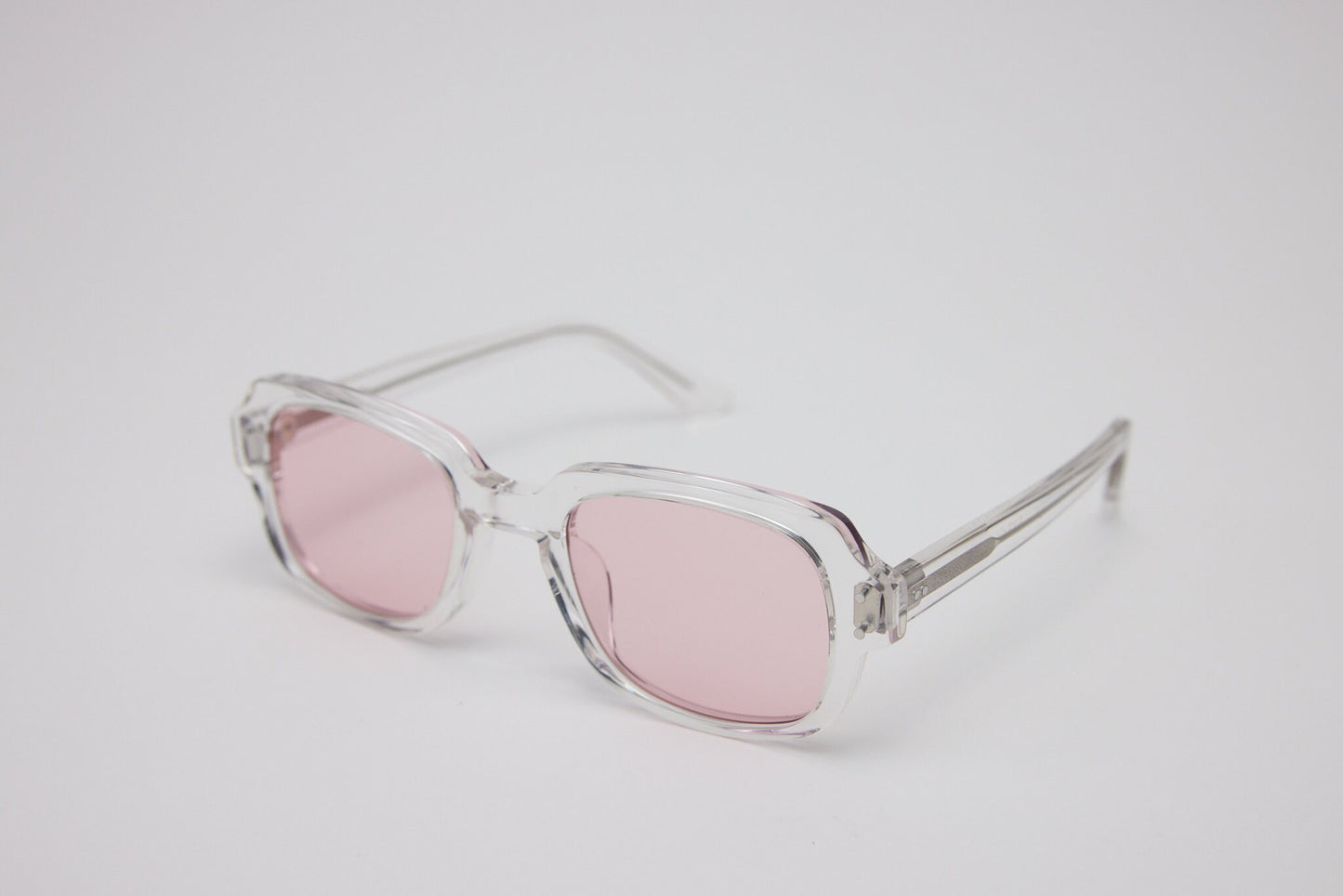Small - NEW YORK EYERISH, "The Downings." Clear Frame with Pink Lenses