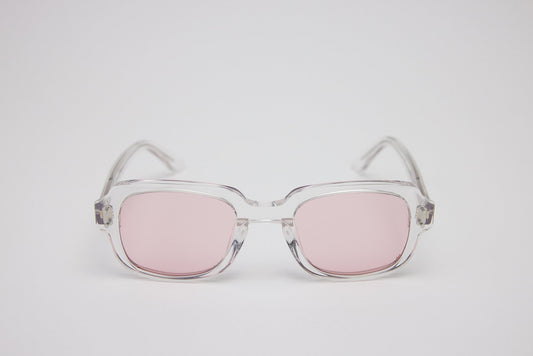 Small - NEW YORK EYERISH, "The Downings." Clear Frame with Pink Lenses