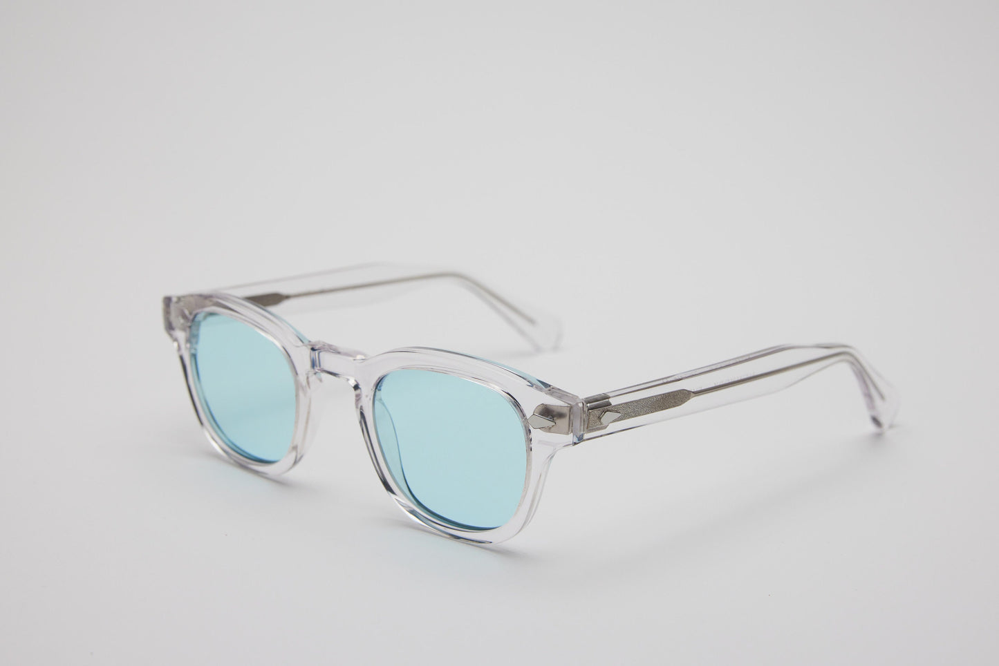 Small - NEW YORK EYERISH, Causeway. Clear Frame with Light Blue Lenses