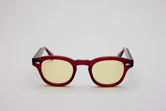 Small - NEW YORK EYERISH Causeway. Red Frame with Light Yellow Lenses