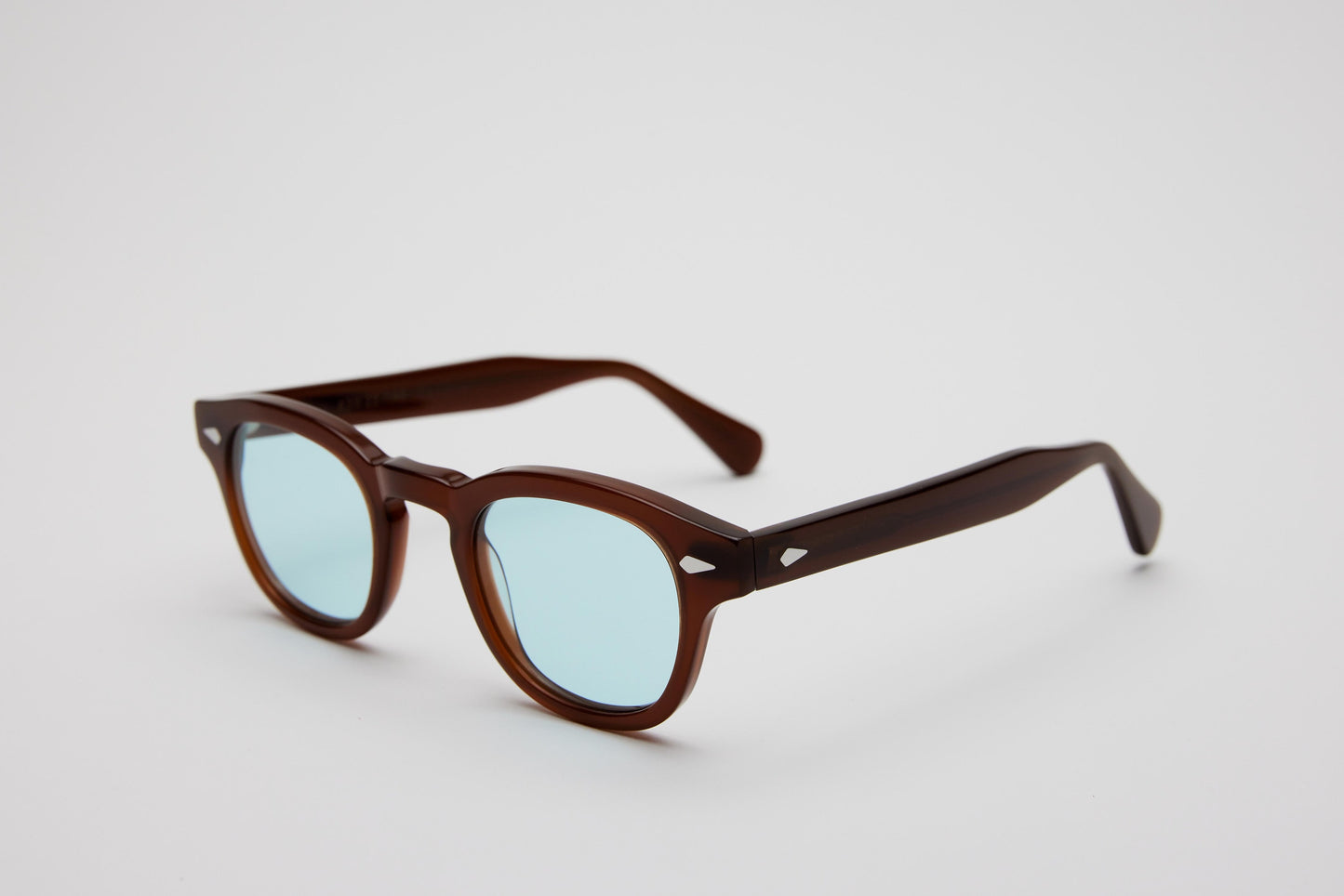 Small - NEW YORK EYERISH, Causeway. Brown Frame with Light Blue Lenses