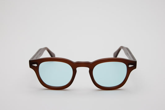 Small - NEW YORK EYERISH, Causeway. Brown Frame with Light Blue Lenses