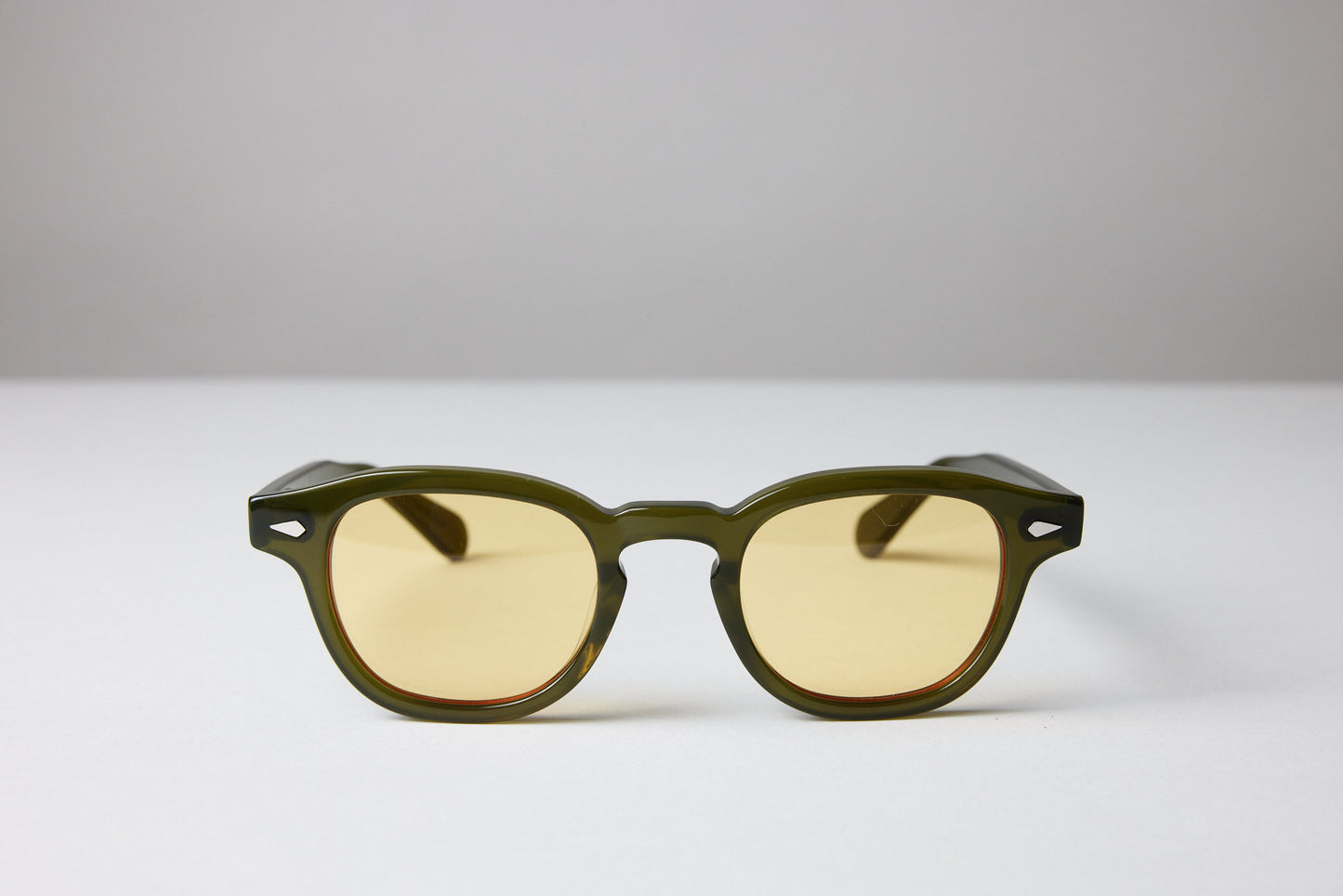Large - NEW YORK EYERISH, Causeway. Olive Green Frame with Yellow Lenses
