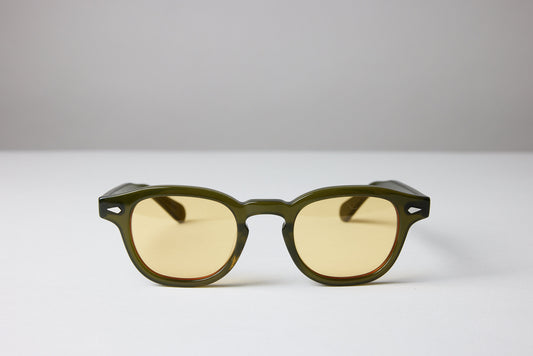 Large - NEW YORK EYERISH, Causeway. Olive Green Frame with Yellow Lenses