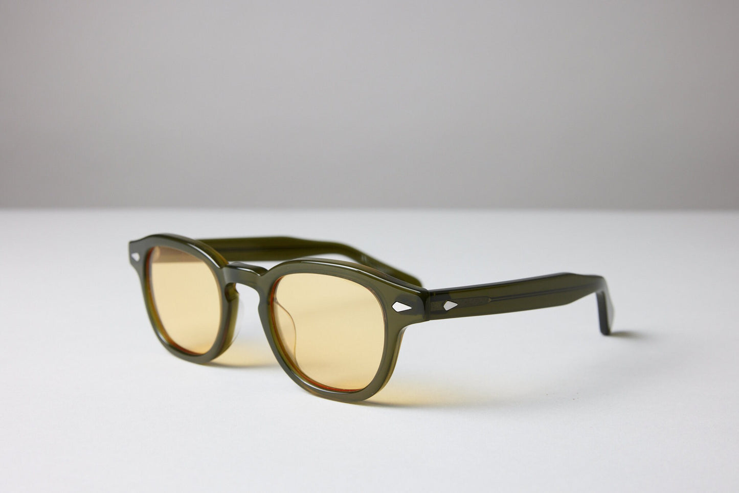 Large - NEW YORK EYERISH, Causeway. Olive Green Frame with Yellow Lenses