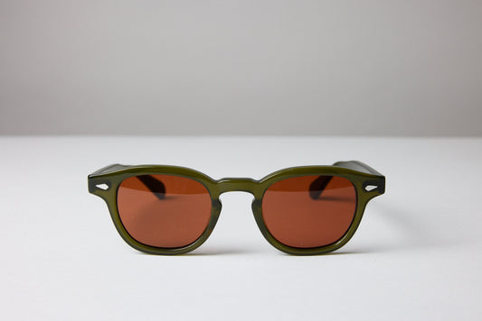 Large - NEW YORK EYERISH, Causeway. Olive Green Frame with Amber Lenses