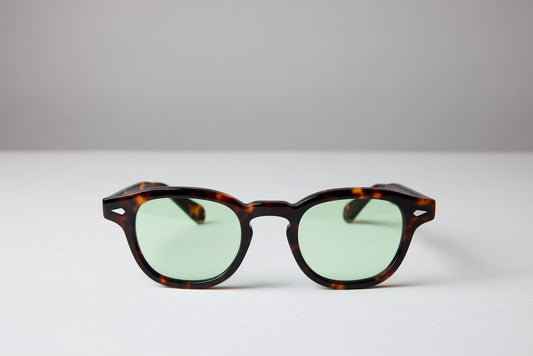 Large - NEW YORK EYERISH, Causeway. Brown Tortoise Shell Frame with Light Green Lenses