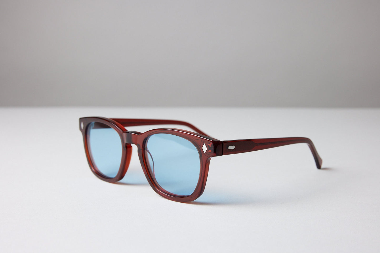 NEW YORK EYERISH, Castlerock. Garnet Red Frame with Baby Blue Lenses