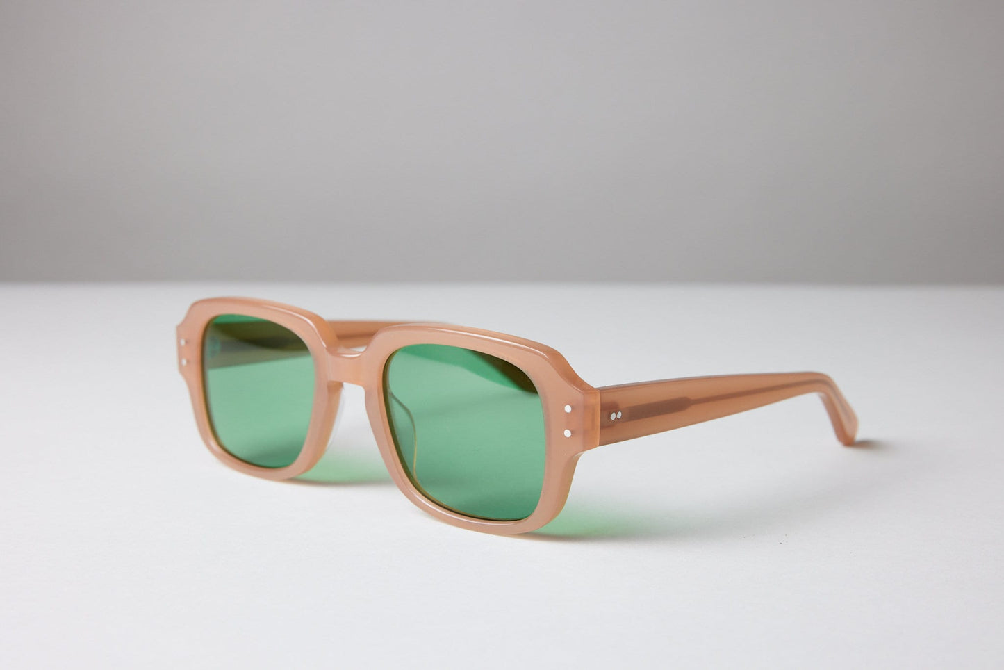 Large - NEW YORK EYERISH, "The Downings." Champagne Frame with Racing Green Lenses