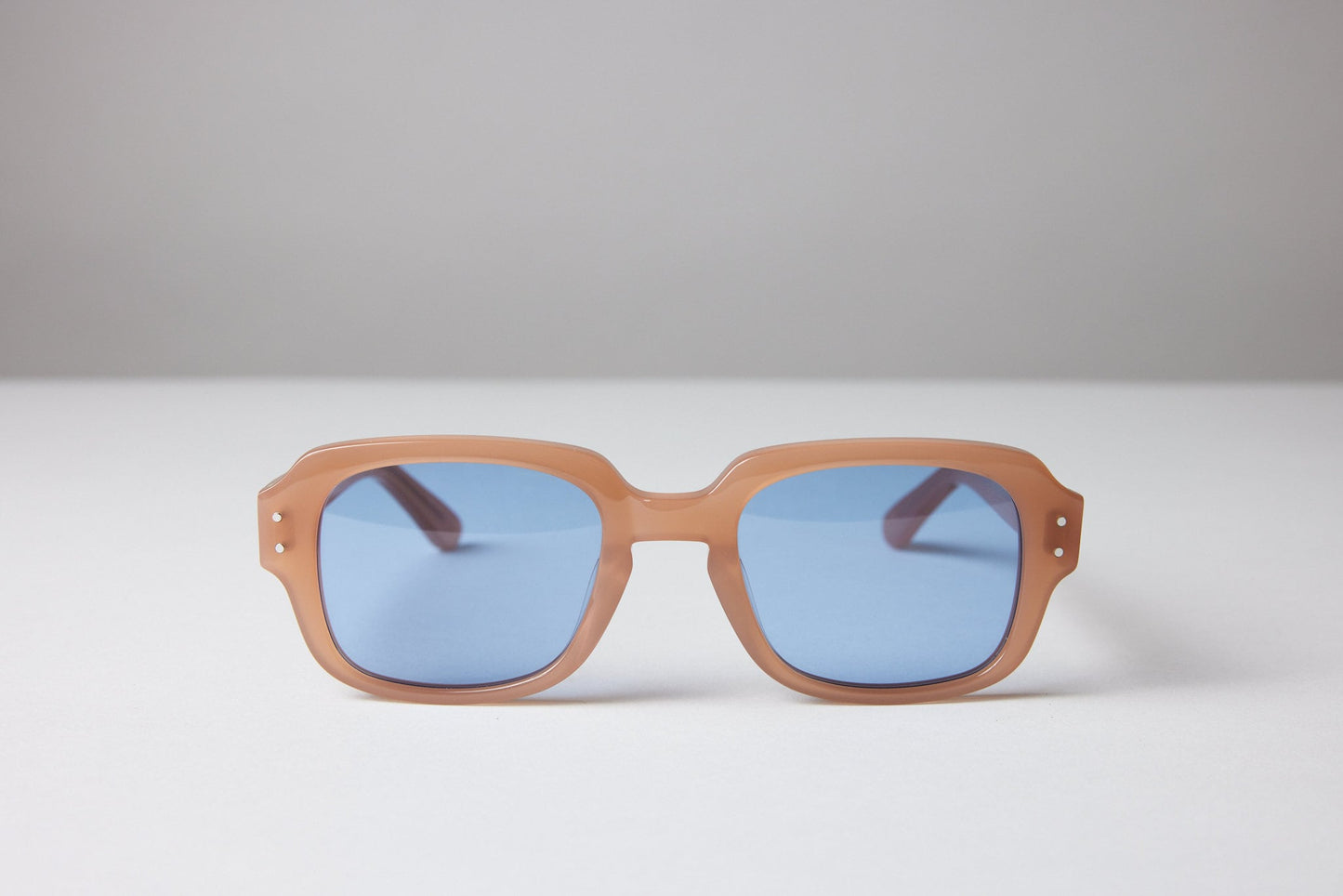 Large - NEW YORK EYERISH, "The Downings." Champagne Frame with Baby Blue Lenses