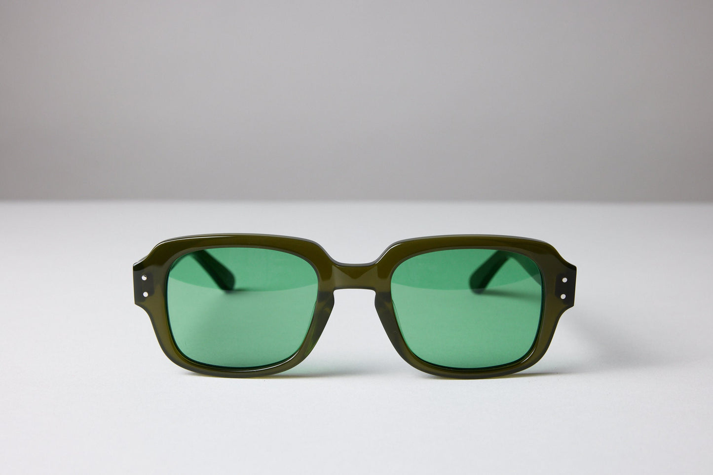 Large - NEW YORK EYERISH, "The Downings." Olive Green Frame with Racing Green Lenses