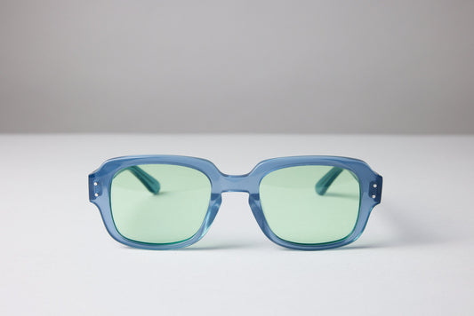 Large - NEW YORK EYERISH, "The Downings." Baby Blue Frame with Light Green Lenses