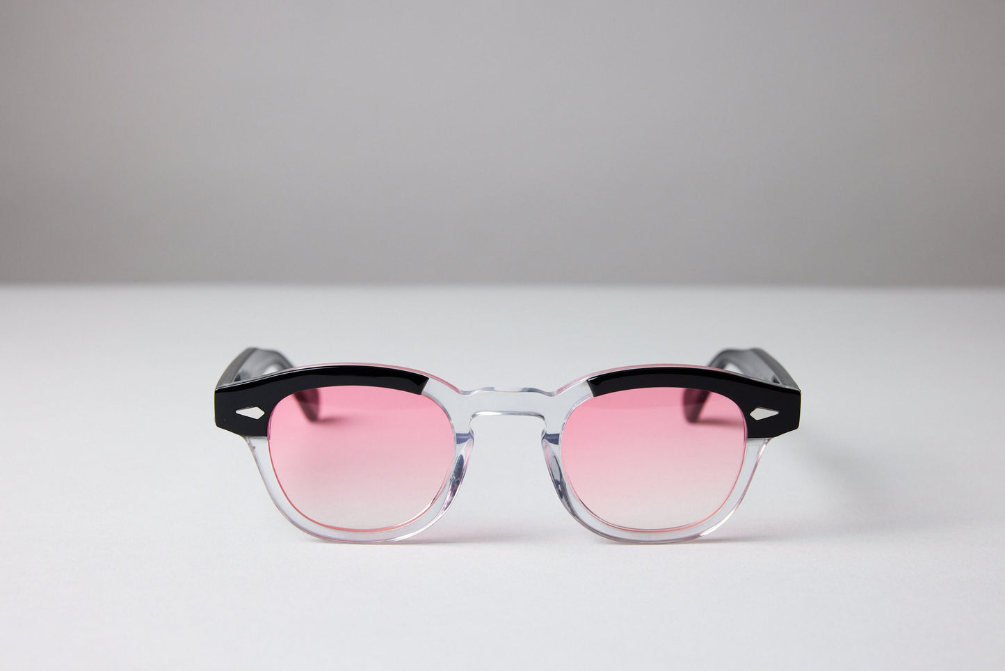 Small - NEW YORK EYERISH, Causeway. Two-tone, Black/Crystal Frame with Pink Fade Lenses
