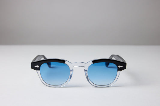 Small - NEW YORK EYERISH, Causeway. Two-tone, Black/Crystal Frame with Blue Fade Lenses