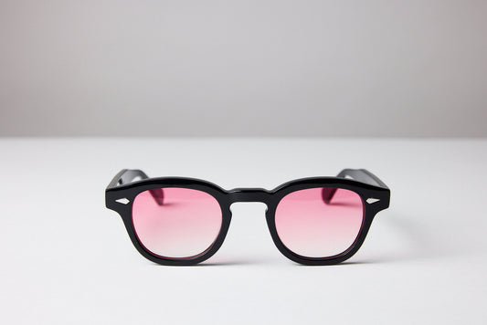 Small - NEW YORK EYERISH, Causeway. Black Frame with Pink Fade Lenses
