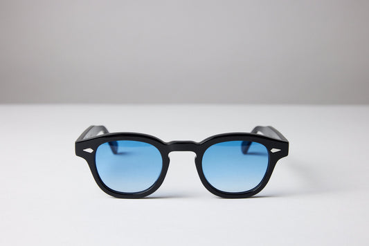 Small - NEW YORK EYERISH, Causeway. Black Frame with Blue Fade Lenses