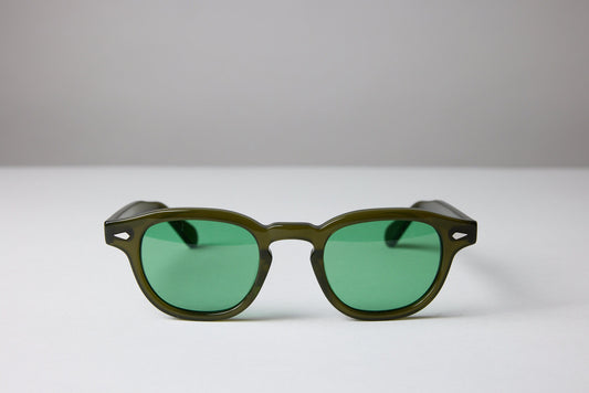 Large - NEW YORK EYERISH, Causeway. Olive Green Frame with Racing Green Lenses