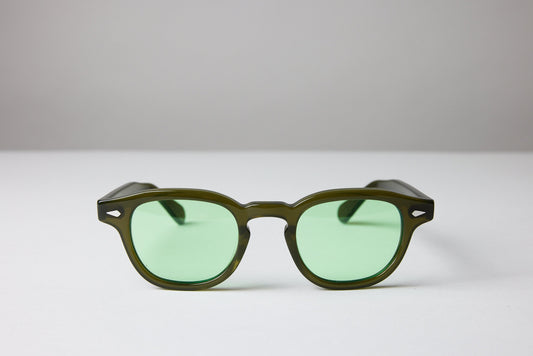Large - NEW YORK EYERISH, Causeway. Olive Green Frame with Light Green Lenses