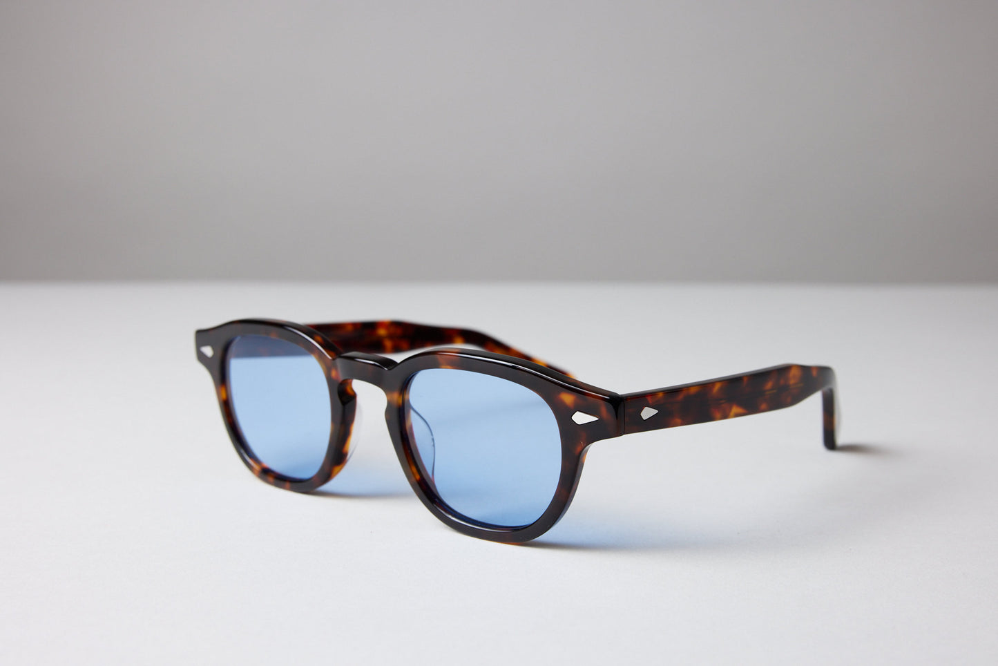 Large - NEW YORK EYERISH, Causeway. Brown Tortoise Shell Frame with Baby Blue Lenses
