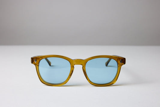 NEW YORK EYERISH, Castlerock. Caramel Frame with Baby Blue Lenses