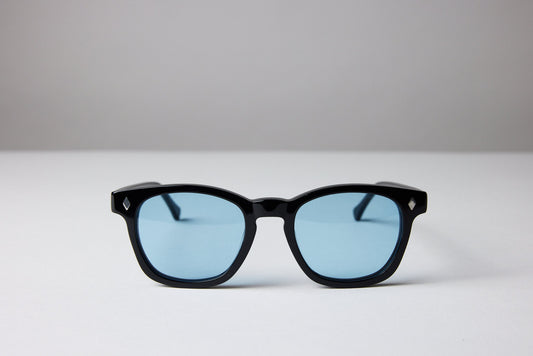 NEW YORK EYERISH, Castlerock. Black Frame with Baby Blue Lenses