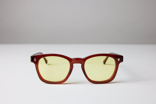NEW YORK EYERISH, Castlerock. Garnet Red Frame with Light Yellow Lenses