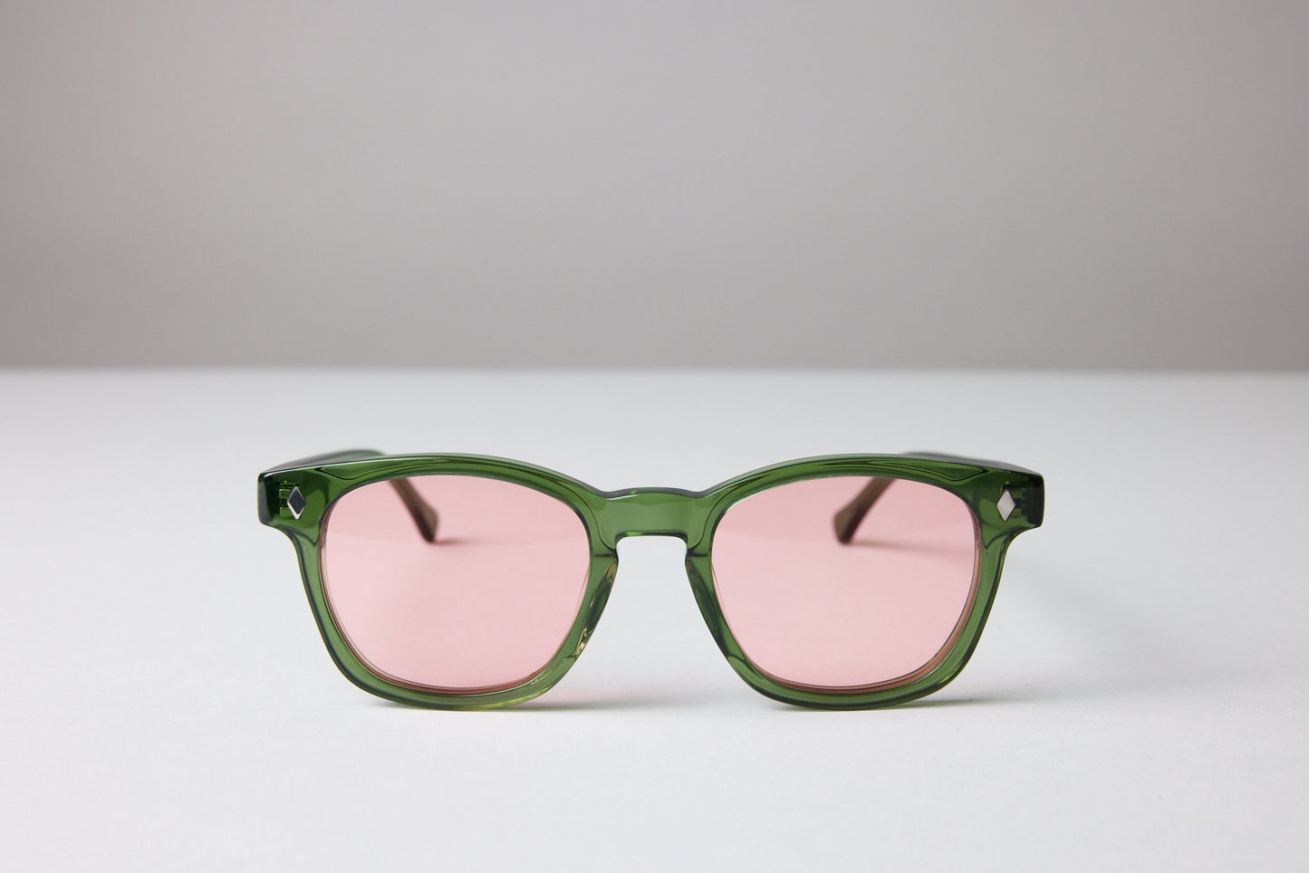 NEW YORK EYERISH, Castlerock. Bottle Green Frame with Pink Lenses