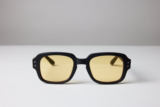 Large - NEW YORK EYERISH, "The Downings." Black Frame with Yellow Lenses