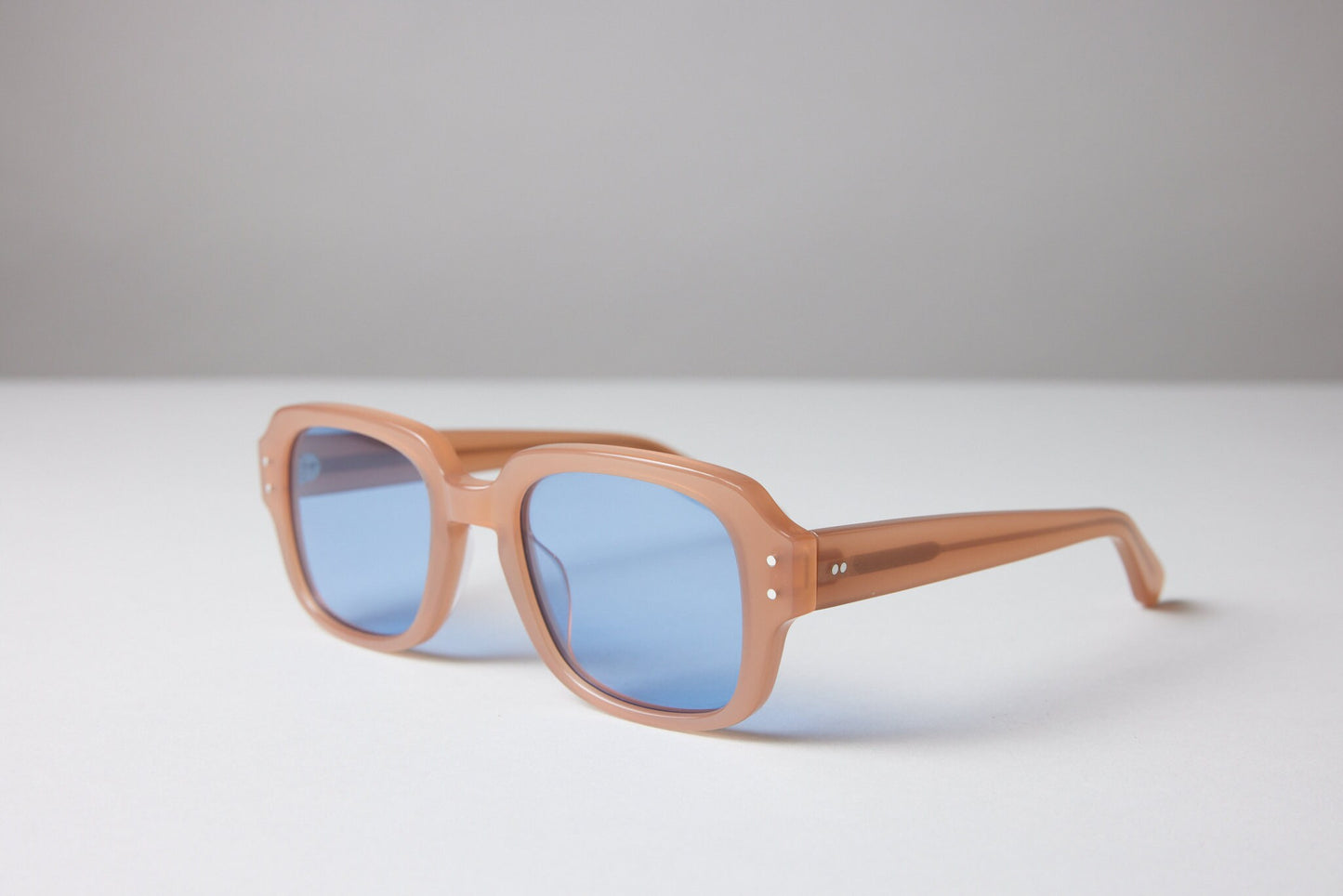 Large - NEW YORK EYERISH, "The Downings." Champagne Frame with Baby Blue Lenses