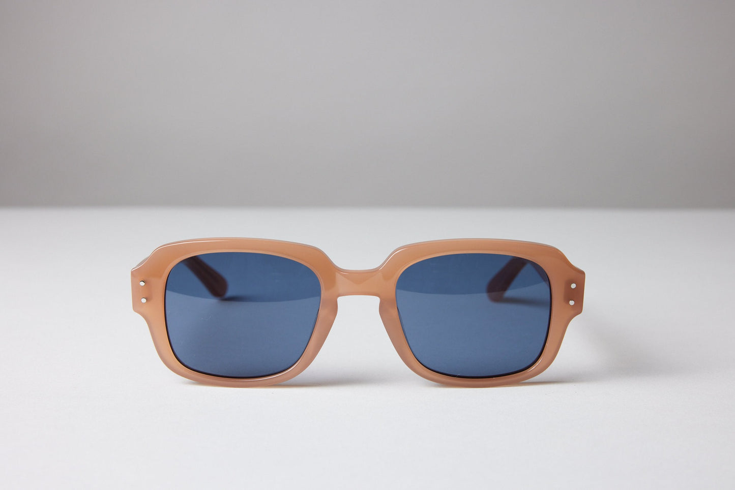 Large - NEW YORK EYERISH, "The Downings." Champagne Frame with Deep Blue Lenses