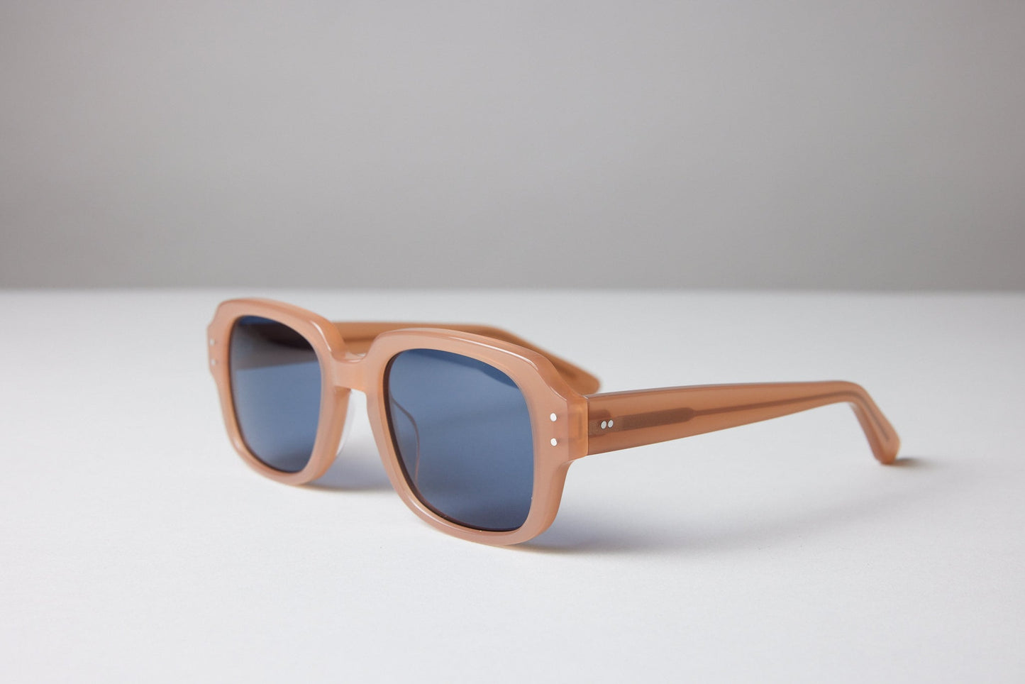 Large - NEW YORK EYERISH, "The Downings." Champagne Frame with Deep Blue Lenses