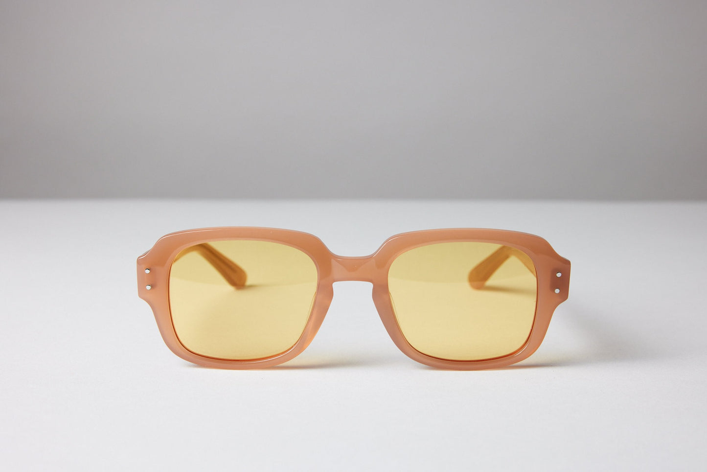 Large - NEW YORK EYERISH, "The Downings." Champagne Frame with Yellow Lenses