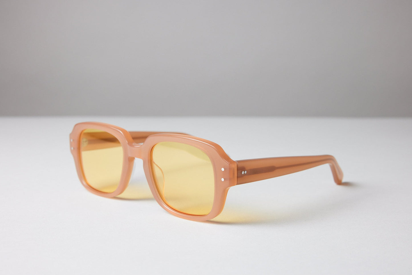 Large - NEW YORK EYERISH, "The Downings." Champagne Frame with Yellow Lenses