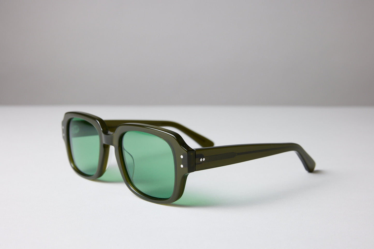Large - NEW YORK EYERISH, "The Downings." Olive Green Frame with Racing Green Lenses