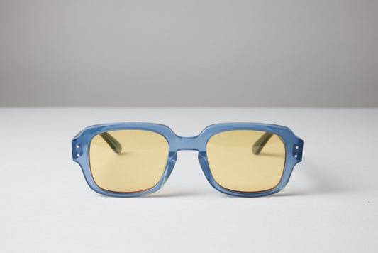Large - NEW YORK EYERISH, "The Downings." Baby Blue Frame with Yellow Lenses