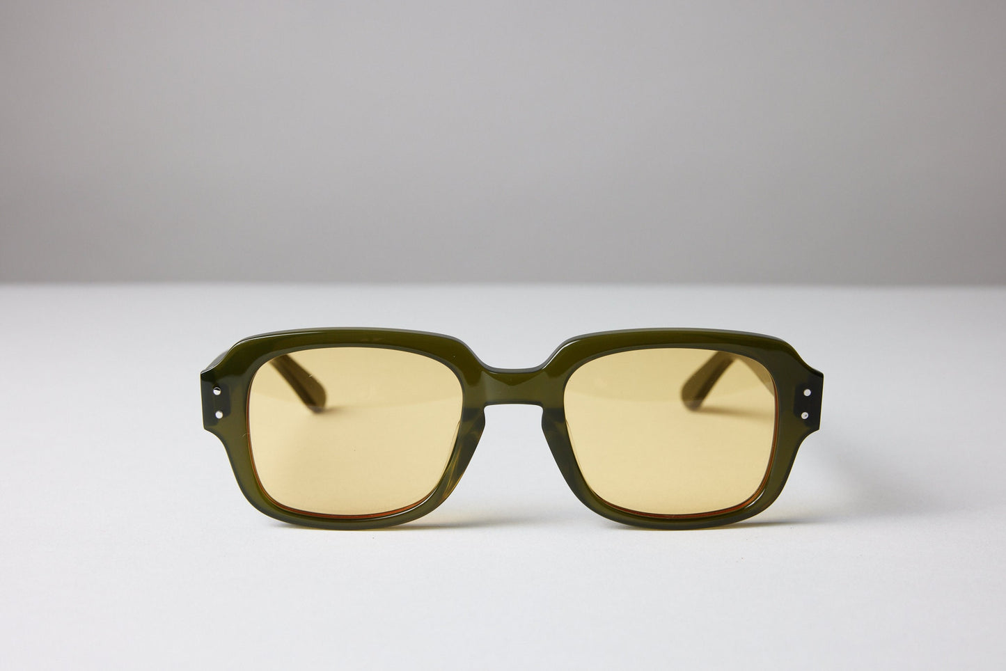 Large - NEW YORK EYERISH, "The Downings." Olive Green Frame with Yellow Lenses