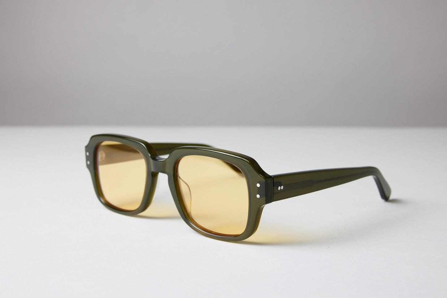 Large - NEW YORK EYERISH, "The Downings." Olive Green Frame with Yellow Lenses