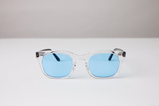 NEW YORK EYERISH, Dingle. Clear with Black Temple Frame with Baby Blue Lenses