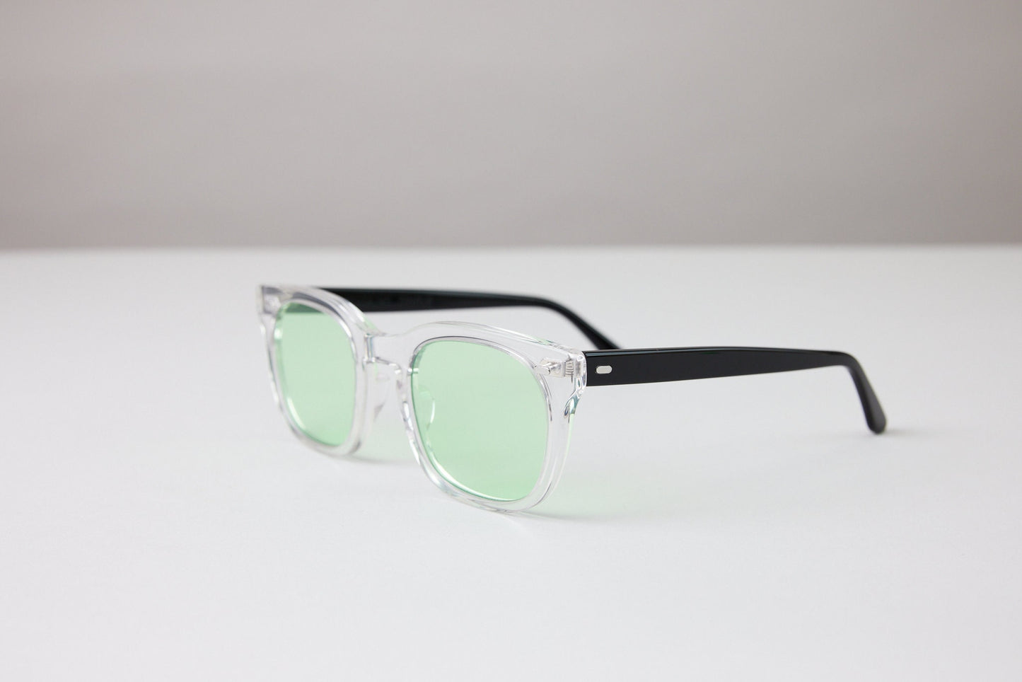 NEW YORK EYERISH, Dingle. Clear with Black Temple Frame with Light Green Lenses