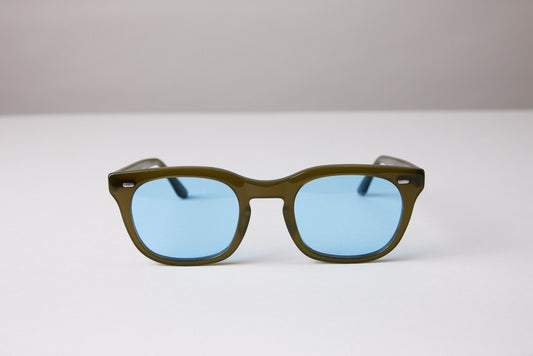 NEW YORK EYERISH, Dingle. Green Frame with Baby Blue Lenses