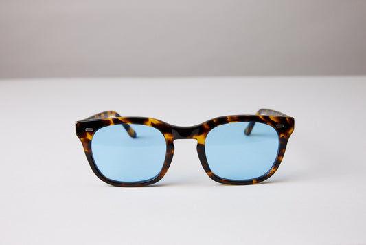 NEW YORK EYERISH, Dingle. Light Tortoise Shell Frame with Baby Blue Lenses