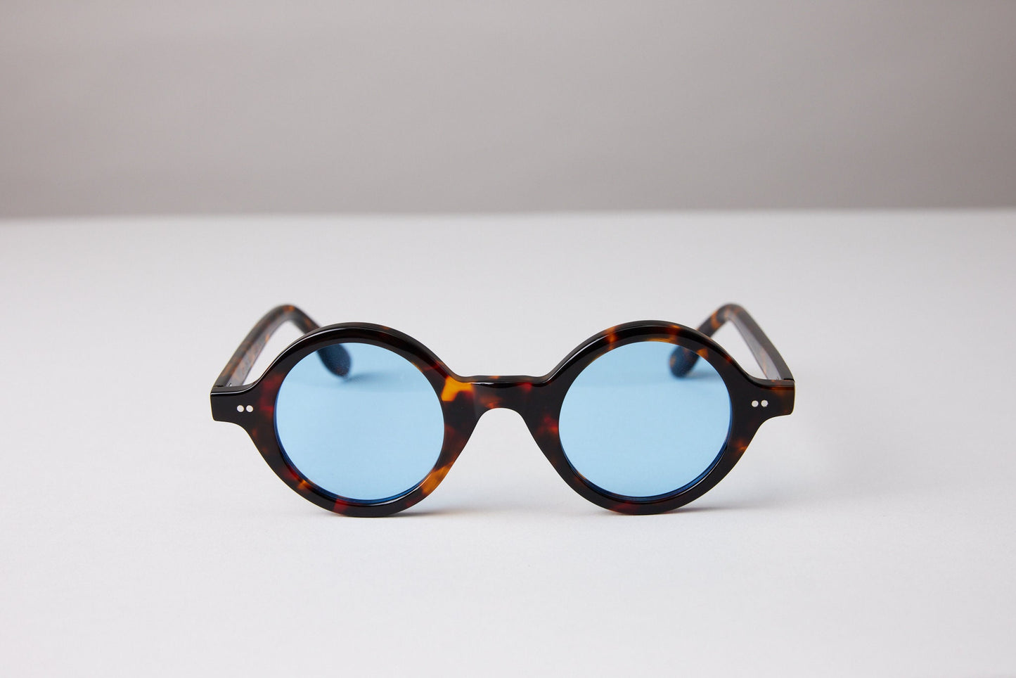 NEW YORK EYERISH, Greystones. Dark Tortoise Shell Frame with Baby Blue Lenses
