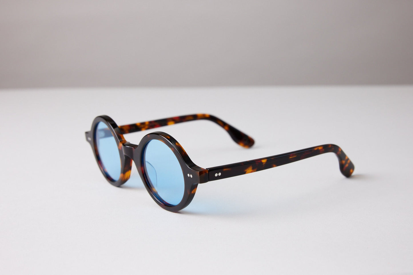 NEW YORK EYERISH, Greystones. Dark Tortoise Shell Frame with Baby Blue Lenses
