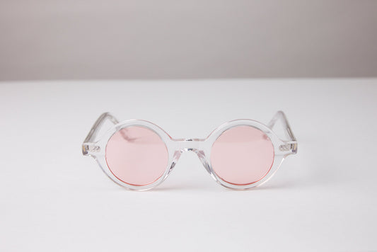 NEW YORK EYERISH, Greystones. Clear Frame with Pink Lenses