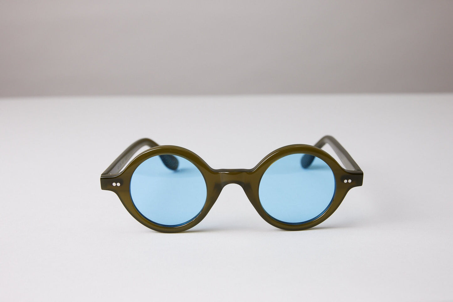 NEW YORK EYERISH, Greystones. Green Frame with Baby Blue Lenses