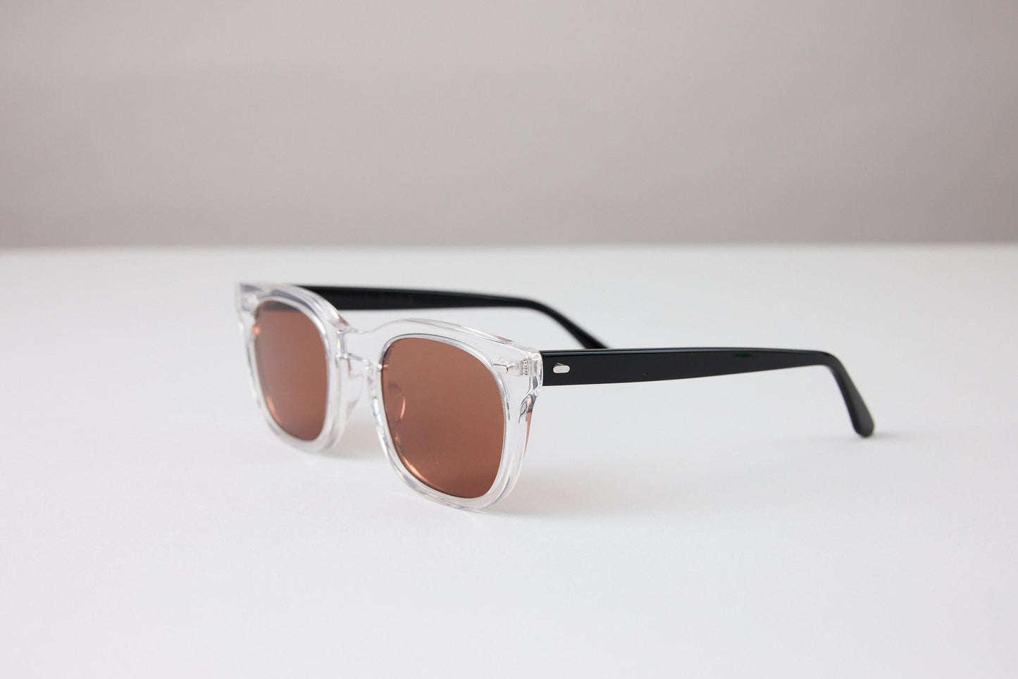 NEW YORK EYERISH, Dingle. Clear with Black Temple Frame with Amber Lenses