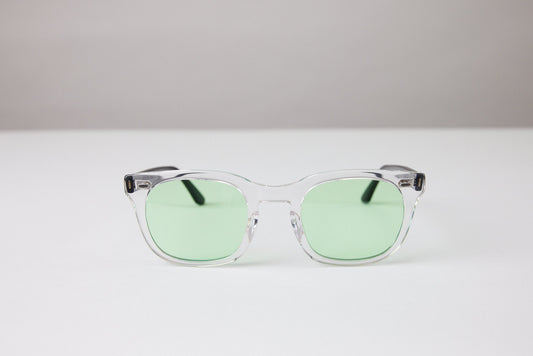 NEW YORK EYERISH, Dingle. Clear with Black Temple Frame with Light Green Lenses